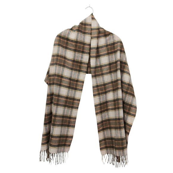 Aramita Campbell Scarf Adults One Size Brown Tartan Plaid Soft Cashmere Fringed - Picture 2 of 10